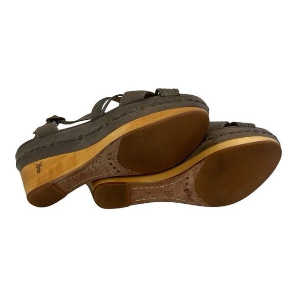 Frye Womens Size 8.5 Carlie Huarache Boho Ankle Wedge Leather Platform Sandals - Picture 8 of 9